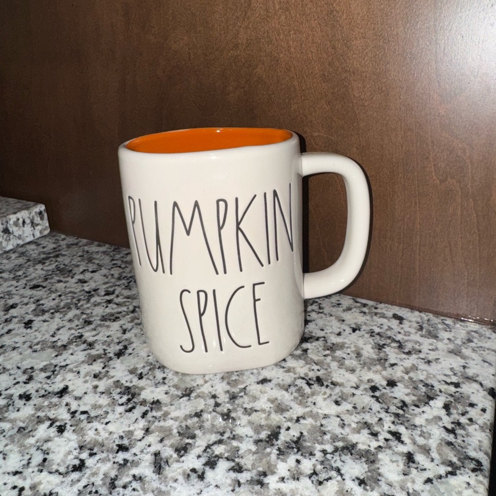 Rae Dunn Pumpkin‎ Spice Mug with Orange Interior Heart on back